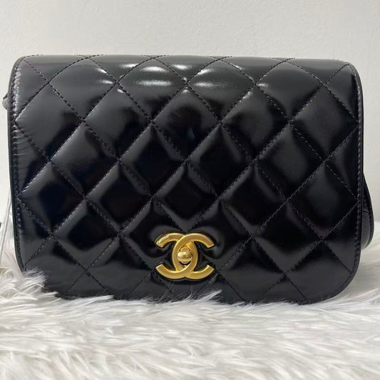 (Preowned) CHANEL chanel single flap side gold trim