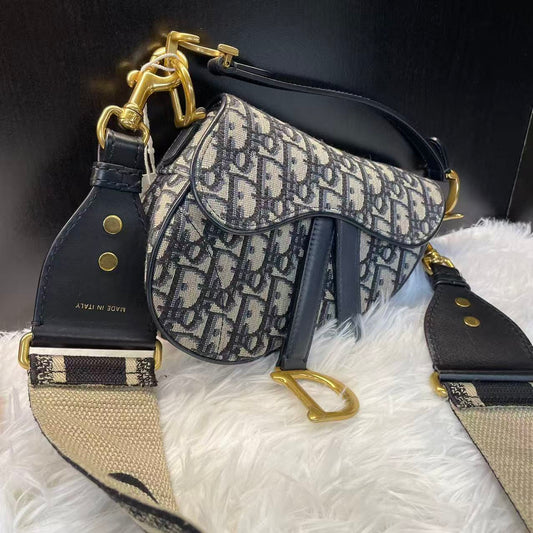 (Preowned) DIOR Saddle MINI BLUE