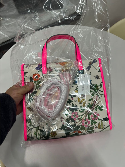 (Preowned) GUCCI Metal interlocking double G identification MM White/Rose Pink/Multicolor Unique Non collision Style